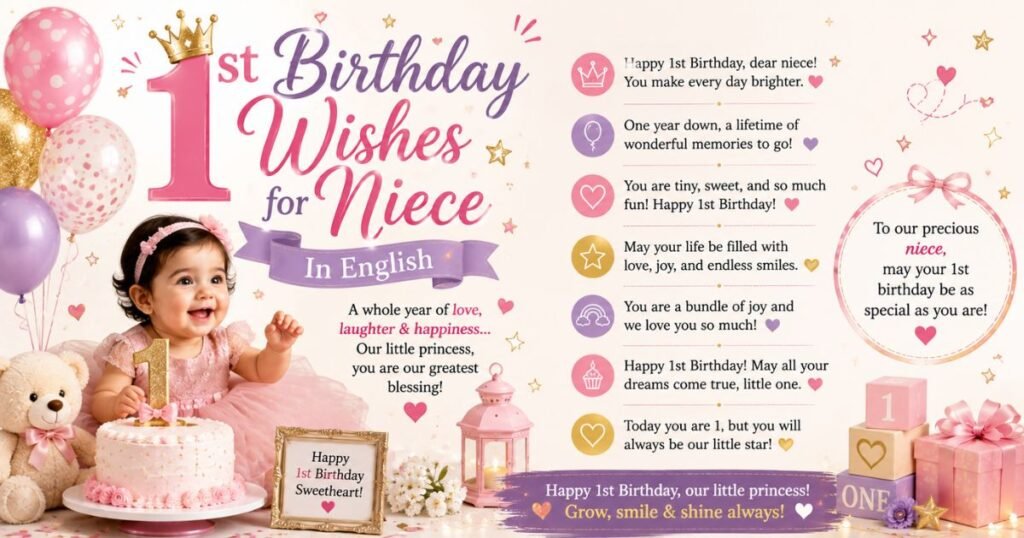1st Birthday Wishes for Niece In English