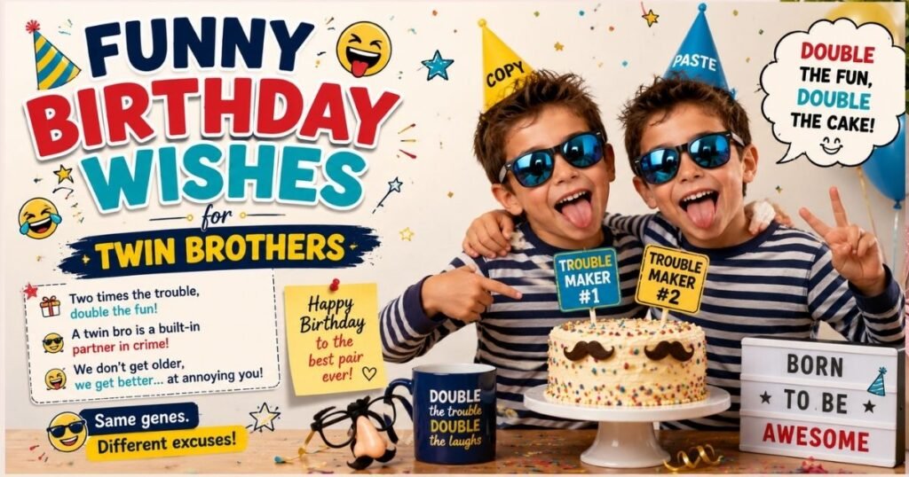 Funny Birthday Wishes for Twin Brothers