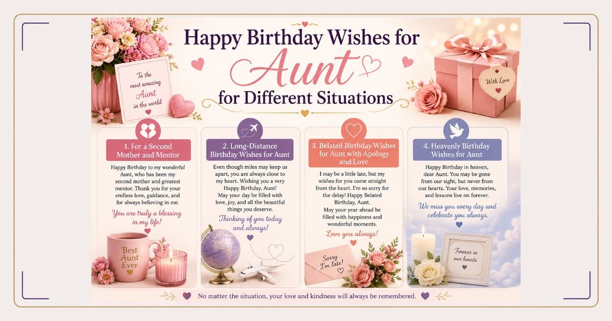 Happy Birthday Wishes for Aunt for Different Situations